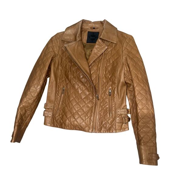 K.O.C Quilted Leather Moto Jacket Size Medium - Picture 1 of 5